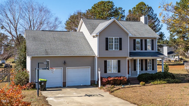 view of property with a front lawn and covered porch