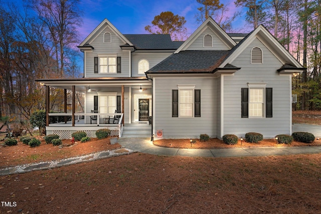 view of front facade featuring covered porch