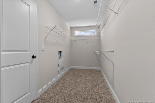 spacious closet with carpet flooring