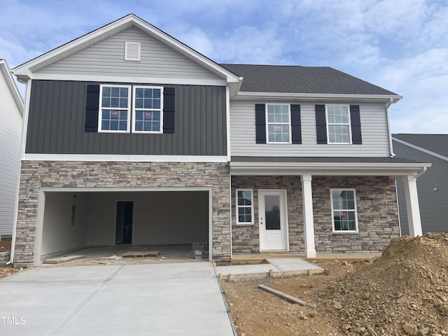 view of front of home with a garage