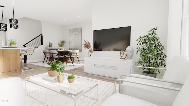 living room with hardwood / wood-style floors