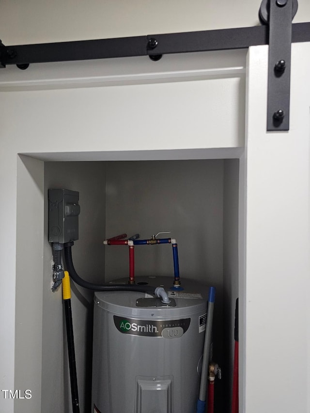 utility room featuring electric water heater