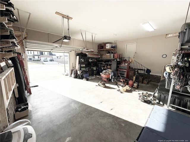 garage with a garage door opener