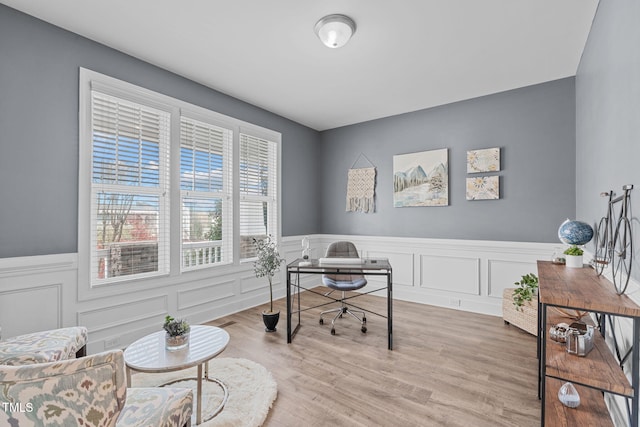 office space featuring light wood-type flooring