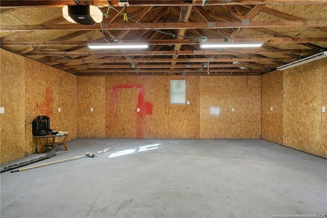 garage with a garage door opener