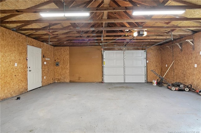 garage with a garage door opener