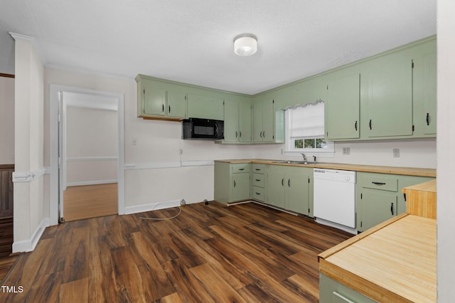 1204 Breedlove Rd, Nashville, NC 27856 - kitchen with dishwasher, black microwave, dark wood finished floors, a sink, and light countertops
