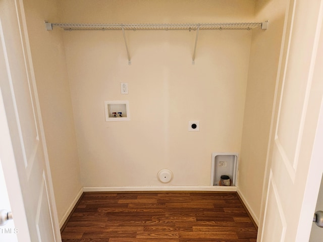 washroom with hookup for a washing machine, dark hardwood / wood-style floors, gas dryer hookup, and electric dryer hookup