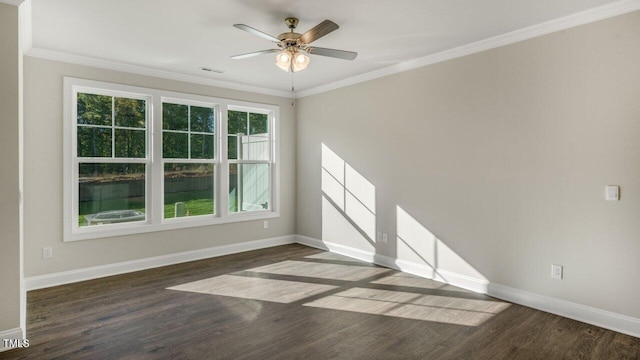 1825 Hinesley Dr, Durham, NC 27703 - empty room with baseboards, wood finished floors, ceiling fan, and crown molding