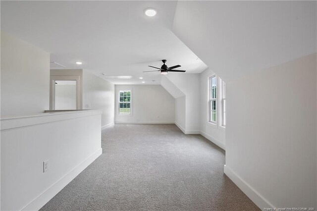 3727 Gainey Rd, Fayetteville, NC 28306 - additional living space featuring carpet floors, recessed lighting, a ceiling fan, baseboards, and vaulted ceiling