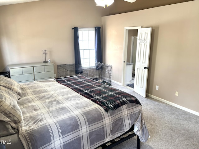 bedroom with carpet and ceiling fan