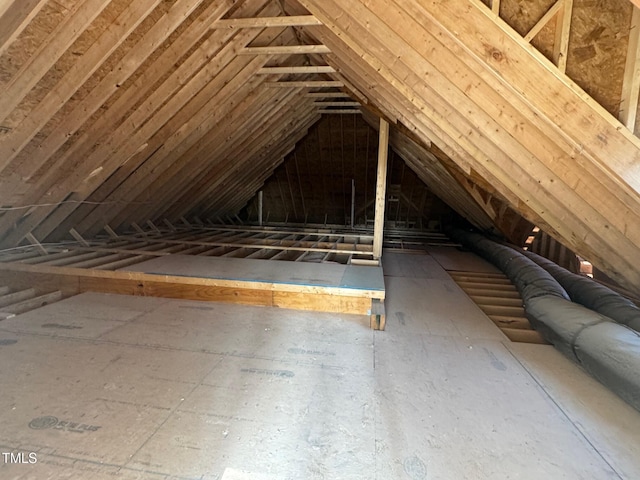 view of unfinished attic