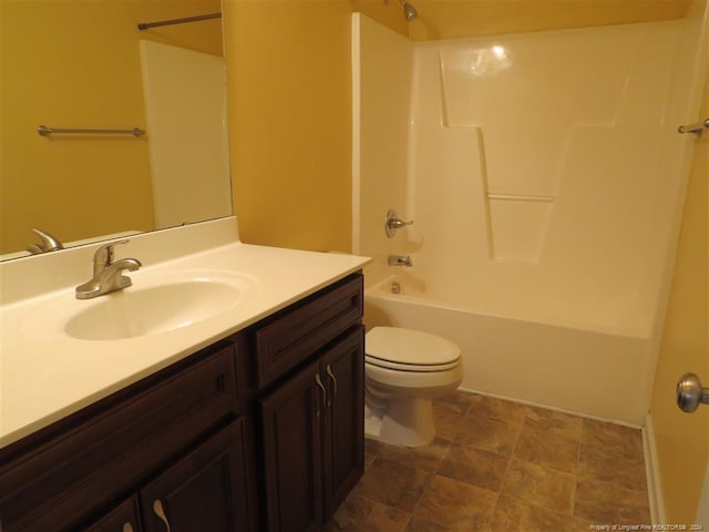 full bathroom with vanity, toilet, and shower / washtub combination