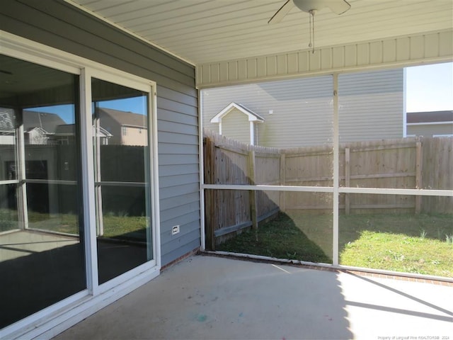 view of unfurnished sunroom