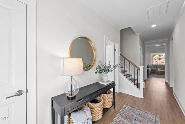 foyer with dark wood-type flooring