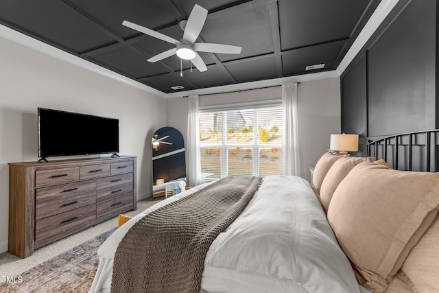 bedroom with carpet floors and ceiling fan