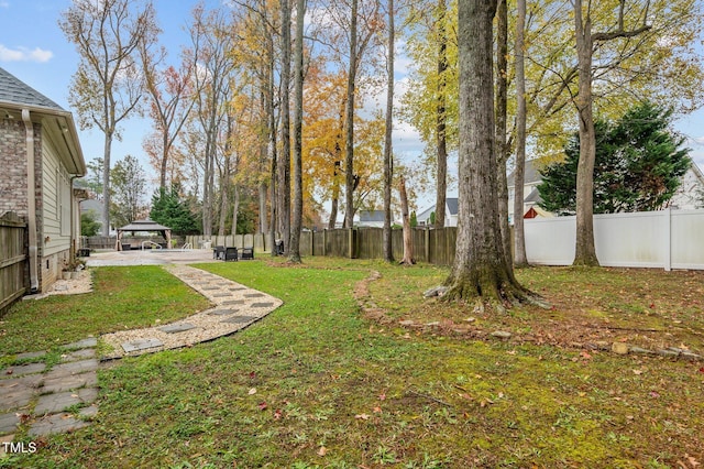 view of yard featuring a gazebo