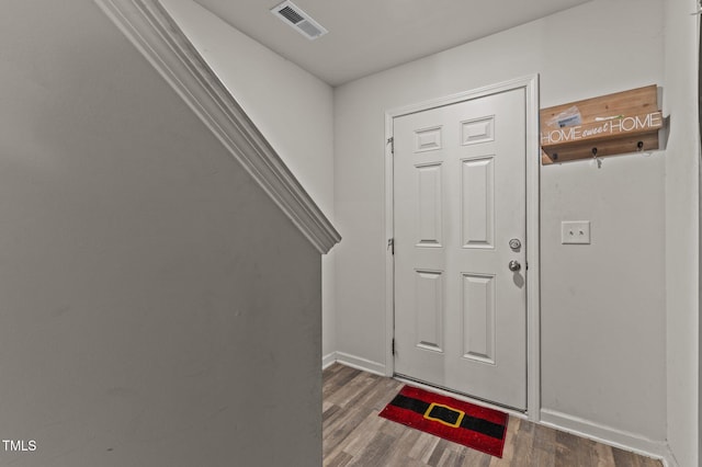 entrance foyer with dark wood-type flooring