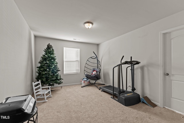 workout room with carpet floors