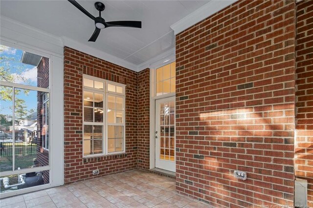 363 Kimberwicke Dr, Fayetteville, NC 28311 - unfurnished sunroom featuring a ceiling fan