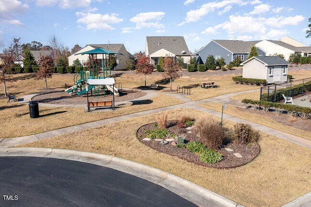 community playground with a residential view