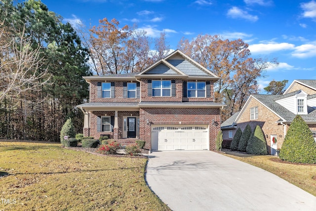 craftsman-style home with a garage and a front yard