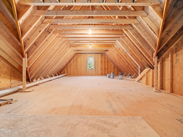 view of unfinished attic