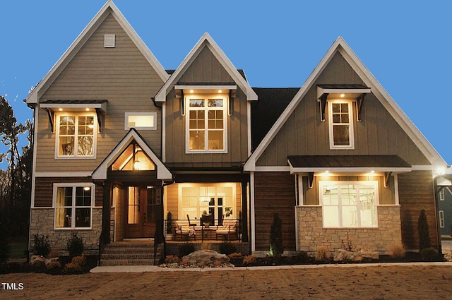 craftsman-style home featuring covered porch