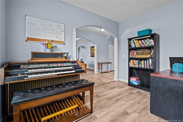 miscellaneous room with light wood-type flooring