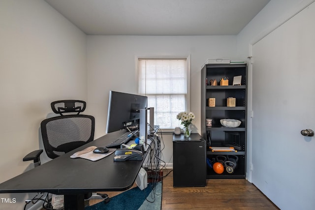 office area featuring dark hardwood / wood-style floors