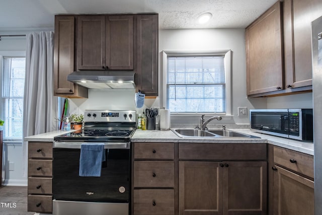 kitchen featuring dark hardwood / wood-style floors, stainless steel appliances, a wealth of natural light, and sink