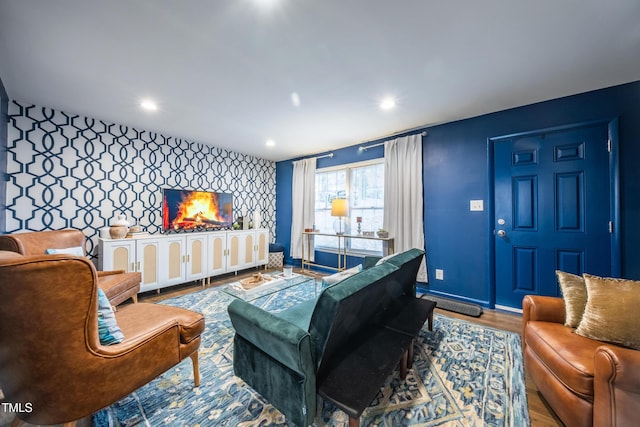 living room featuring wood-type flooring