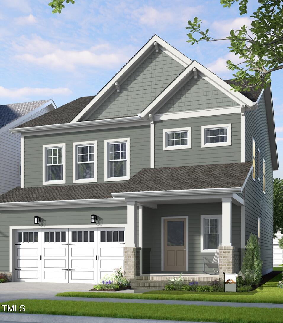 craftsman house with a garage, concrete driveway, a porch, and roof with shingles