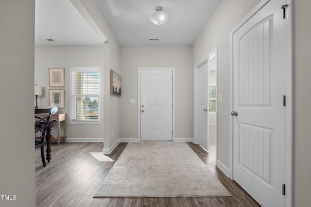 entryway featuring dark hardwood / wood-style floors