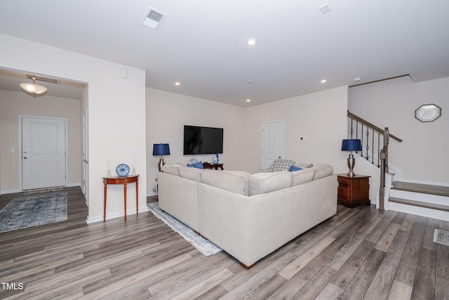 living room with wood-type flooring