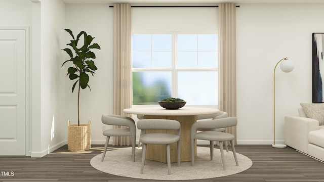 dining area with dark hardwood / wood-style flooring and a wealth of natural light