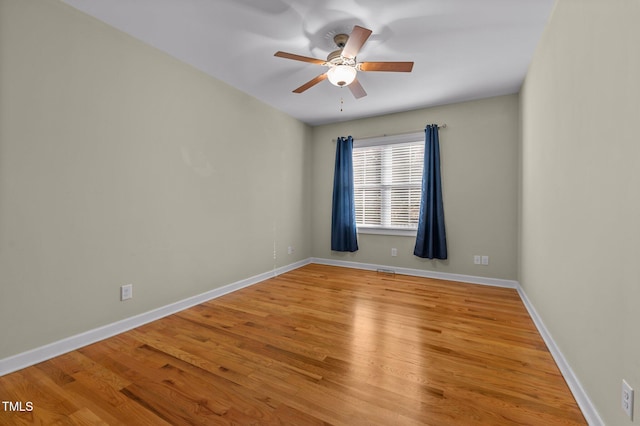 unfurnished room featuring hardwood / wood-style floors and ceiling fan