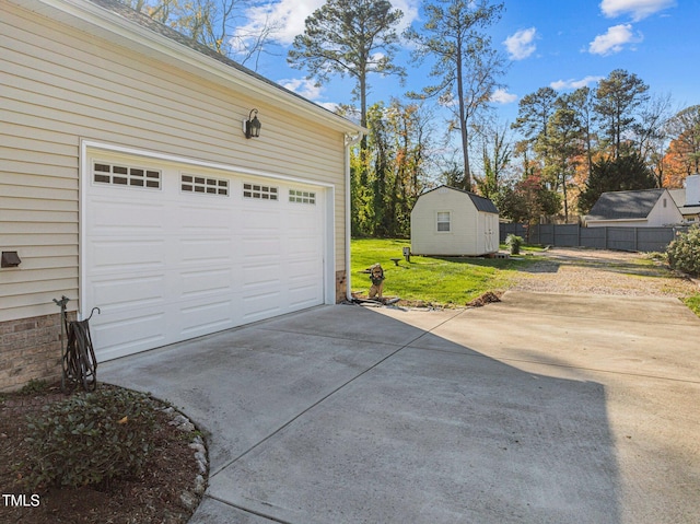 garage with a yard