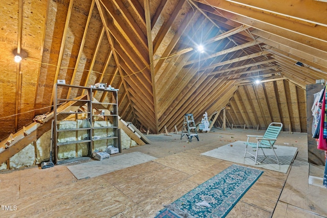 view of unfinished attic