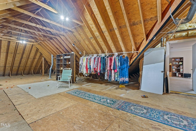 view of unfinished attic