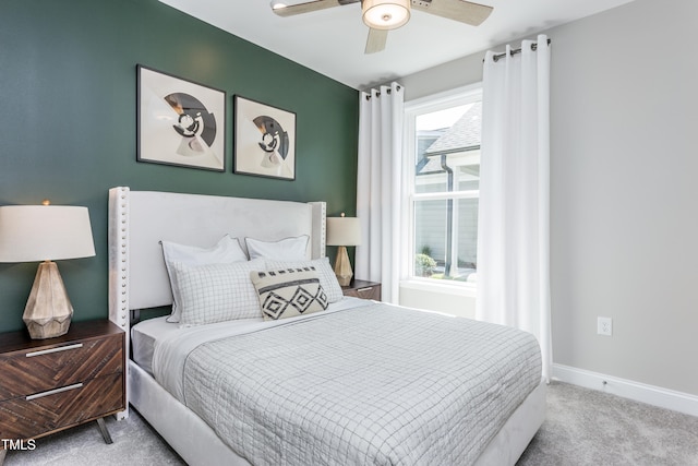 bedroom with carpet and ceiling fan