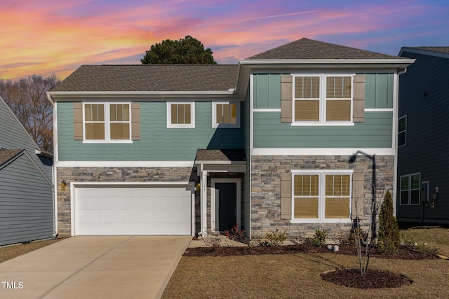 view of front of house with a garage