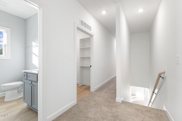 hall featuring light hardwood / wood-style floors