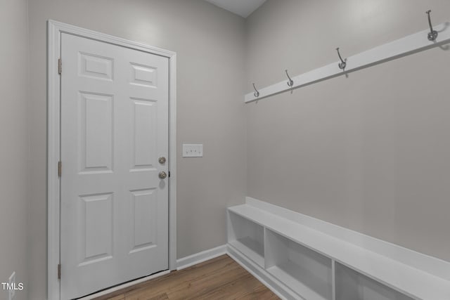 mudroom with hardwood / wood-style floors