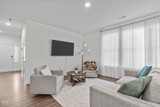 living room featuring hardwood / wood-style flooring