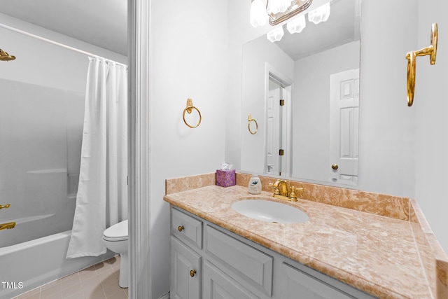7201 Jonathan Dr, Wendell, NC 27591 - bathroom featuring tile patterned floors, shower / bathtub combination with curtain, vanity, and toilet