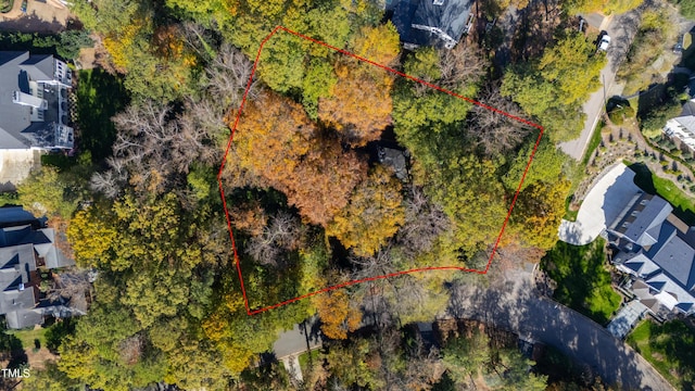906 Marlowe Rd, Raleigh, NC 27609 - aerial perspective of suburban area featuring property boundaries highlighted