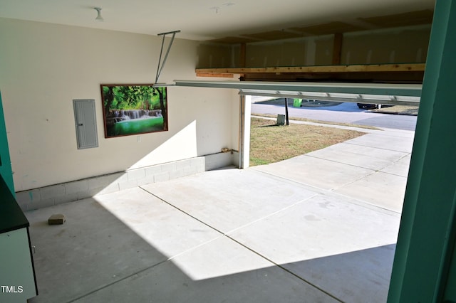 garage with electric panel