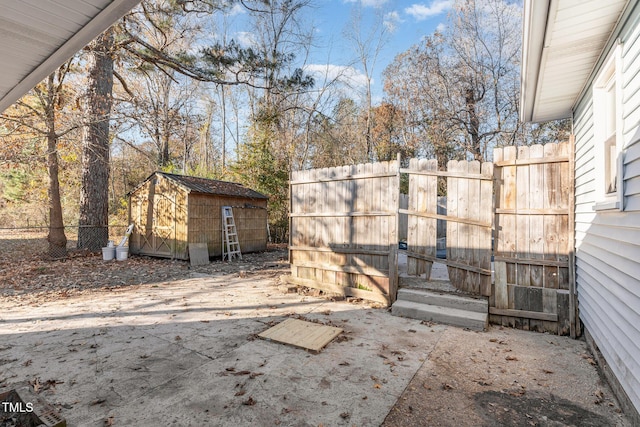 view of yard with a shed