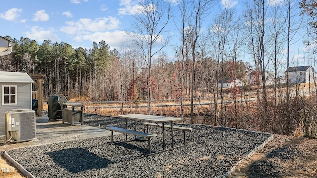 view of yard featuring cooling unit and a patio